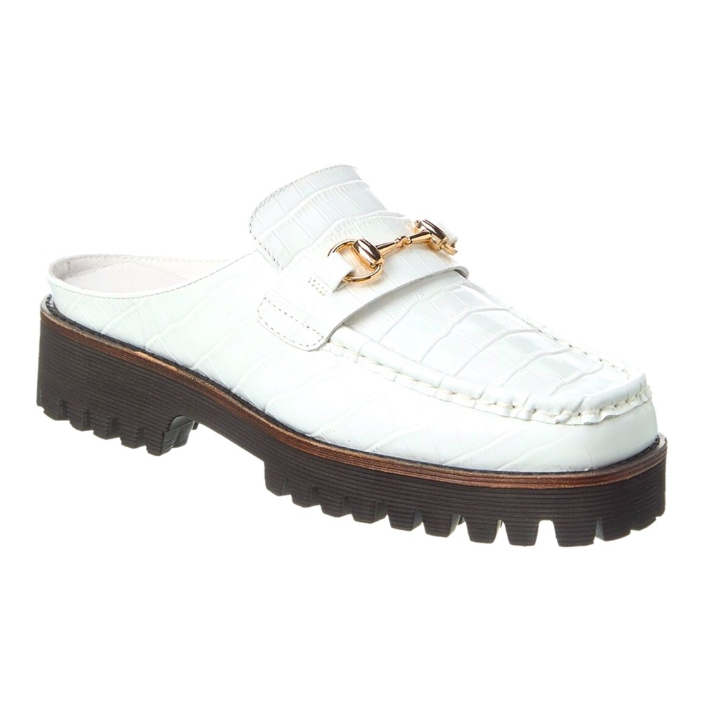 Intentionally Blank “Kowloon” lug sole leather loafer white mule